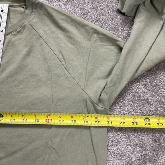 Everlane Basic Crew Neck T-Shirt Mens Medium Green Long Sleeve Cotton Casual Tee - Picture 9 of 10